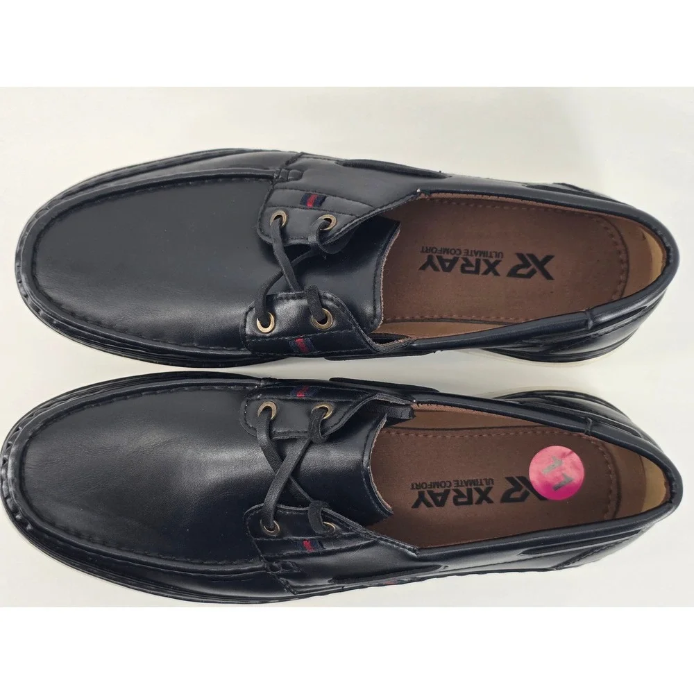 XRAY Ultimate Comfort Mens Black Boat Shoes Moc Toe Loafers XRW1765 Size 11